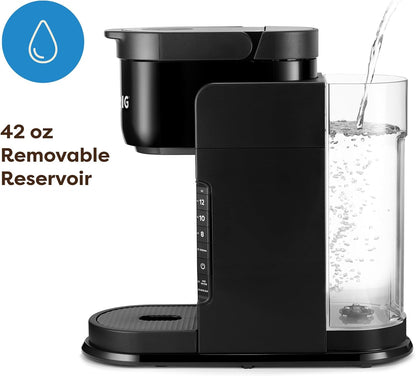 removable drip tray accommodating travel mugs up to 7.4 inches tall