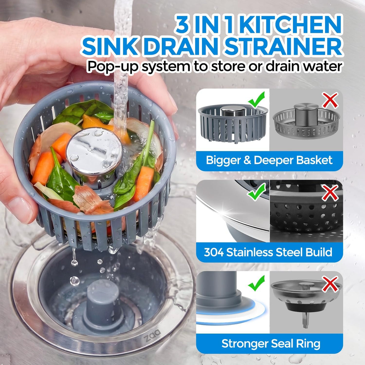 removable food-safe pp basket for hands-free waste disposal