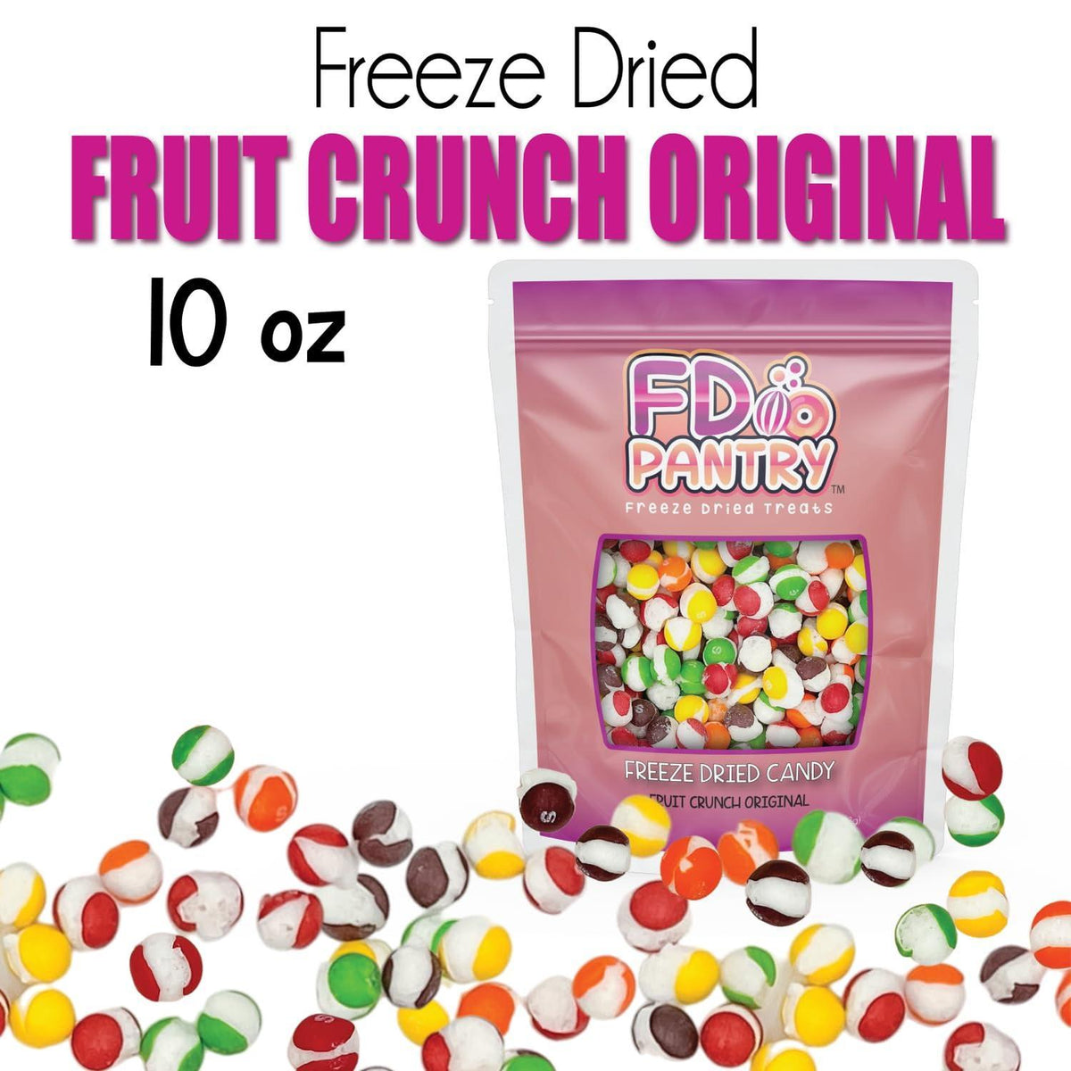 resealable 10x7x2 inch stand-up pouch in 1lb, 10oz, and 4oz sizes
