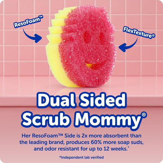resofoam dual-sided back on scrub mommy for rich lather generation