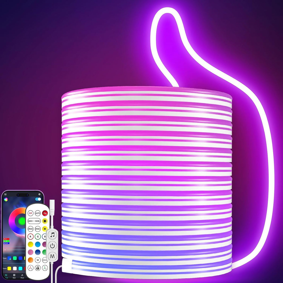 rgb color-changing led strip with high-density beads and anti-dark-spot neon diffusion