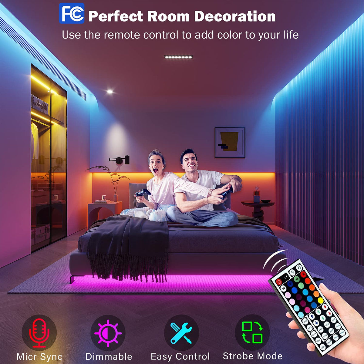 rgb led strip available in 32.8ft / 65.6ft / 100ft / 130ft lengths