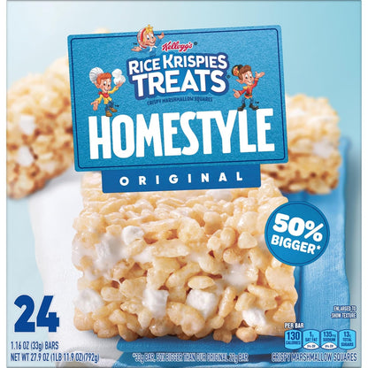 Rice Krispies Treats Homestyle Marshmallow Snack Bars Playdate and Classroom Celebration Snacks for Children, Bulk Box