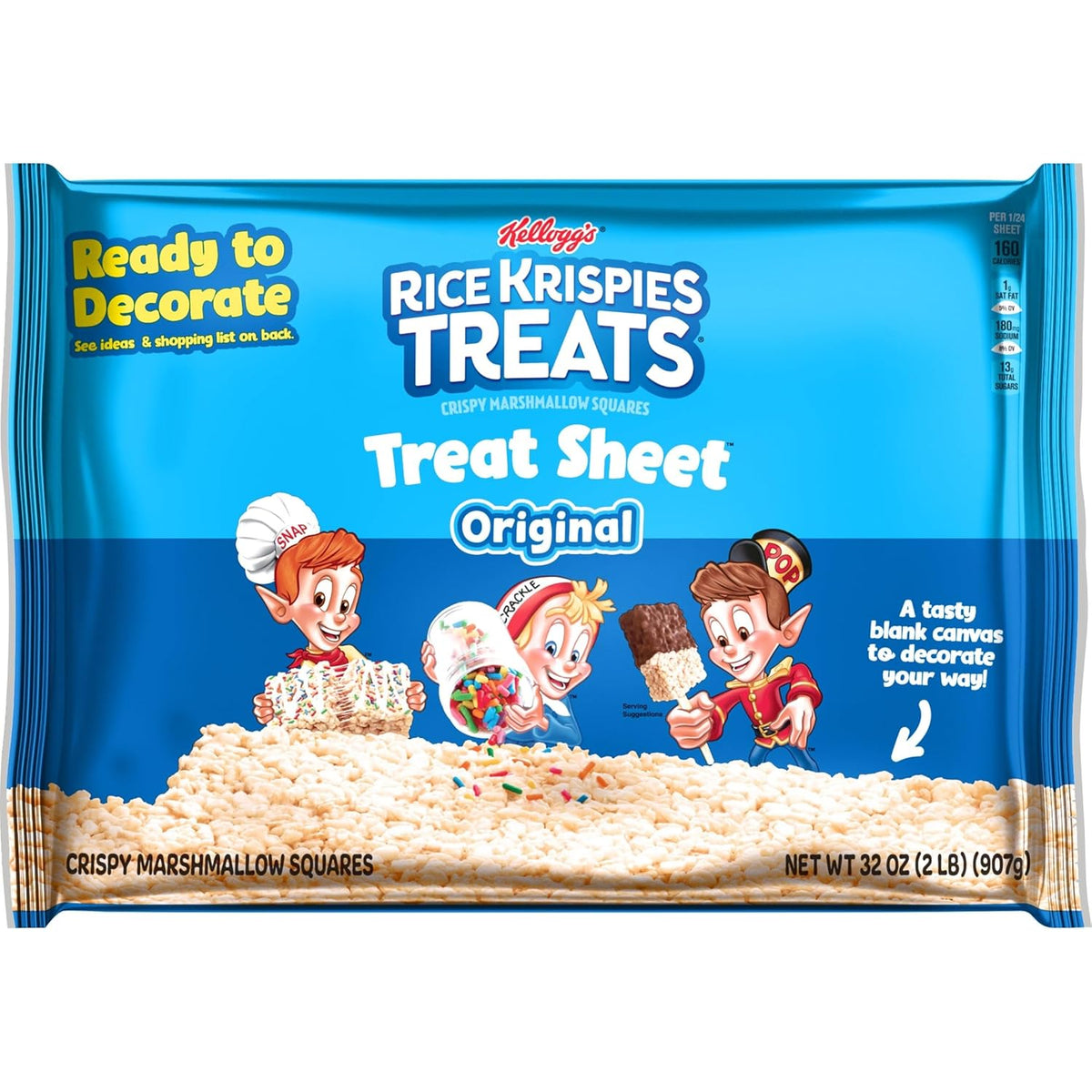 Rice Krispies Treats Pre-Made Sheet – Fun DIY Gift Base for Kids' Birthday Party Hosts, 32oz
