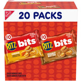 RITZ Bits Cheese & Peanut Butter Mini Crackers – Care Package Snack Gift for Family, 20 Single-Serve Packs