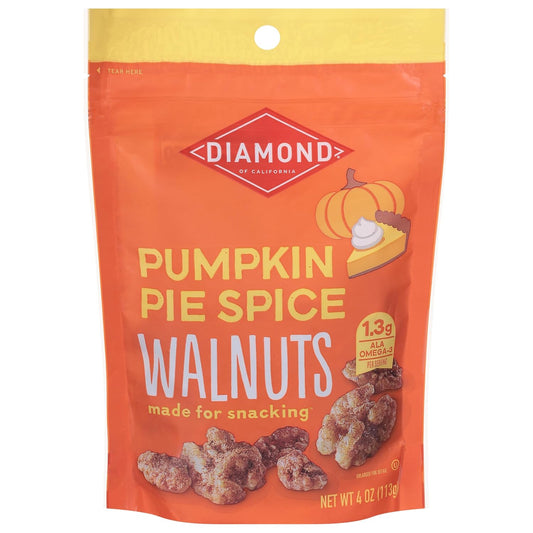 roasted walnuts coated in real pumpkin pie spice blend (cinnamon, nutmeg, ginger, allspice, clove)