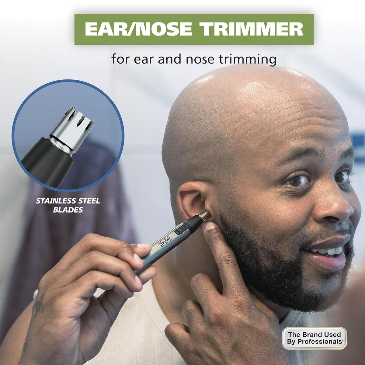 rotary head designed specifically for nose and ear hair