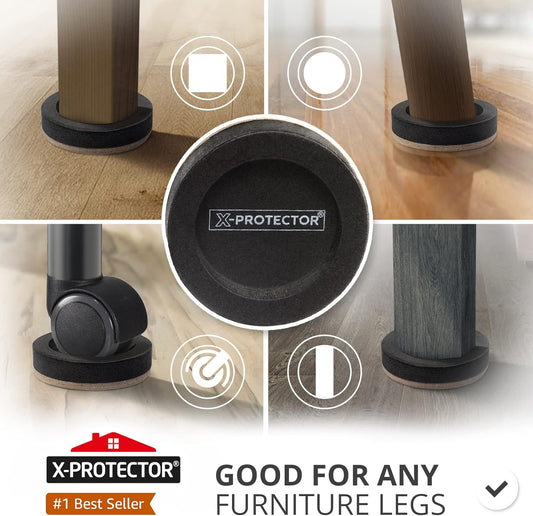 round 3 1/2 inch external / 2 3/4 inch internal diameter sized to fit most furniture feet
