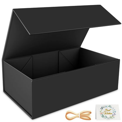 RYDDOY Black Gift Box, 9.5x6x3&amp;#39;&amp;#39; Gift boxes for Presents with Lids Magnetic Closure Rectangle Collapsible for Groomsman Proposal Box, Wedding, Christmas, Halloween, Birthday Gift Packging
