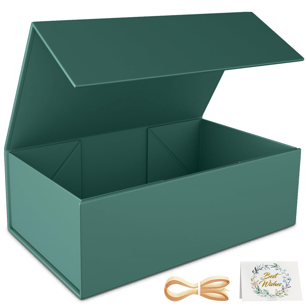 RYDDOY Green Gift Box, 9.5x6x3&amp;#39;&amp;#39; Gift box for Presents with Lids Magnetic Closure Rectangle Collapsible for Bridesmaid Proposal Box, Wedding, Christmas, Halloween, Birthday Gift Packging