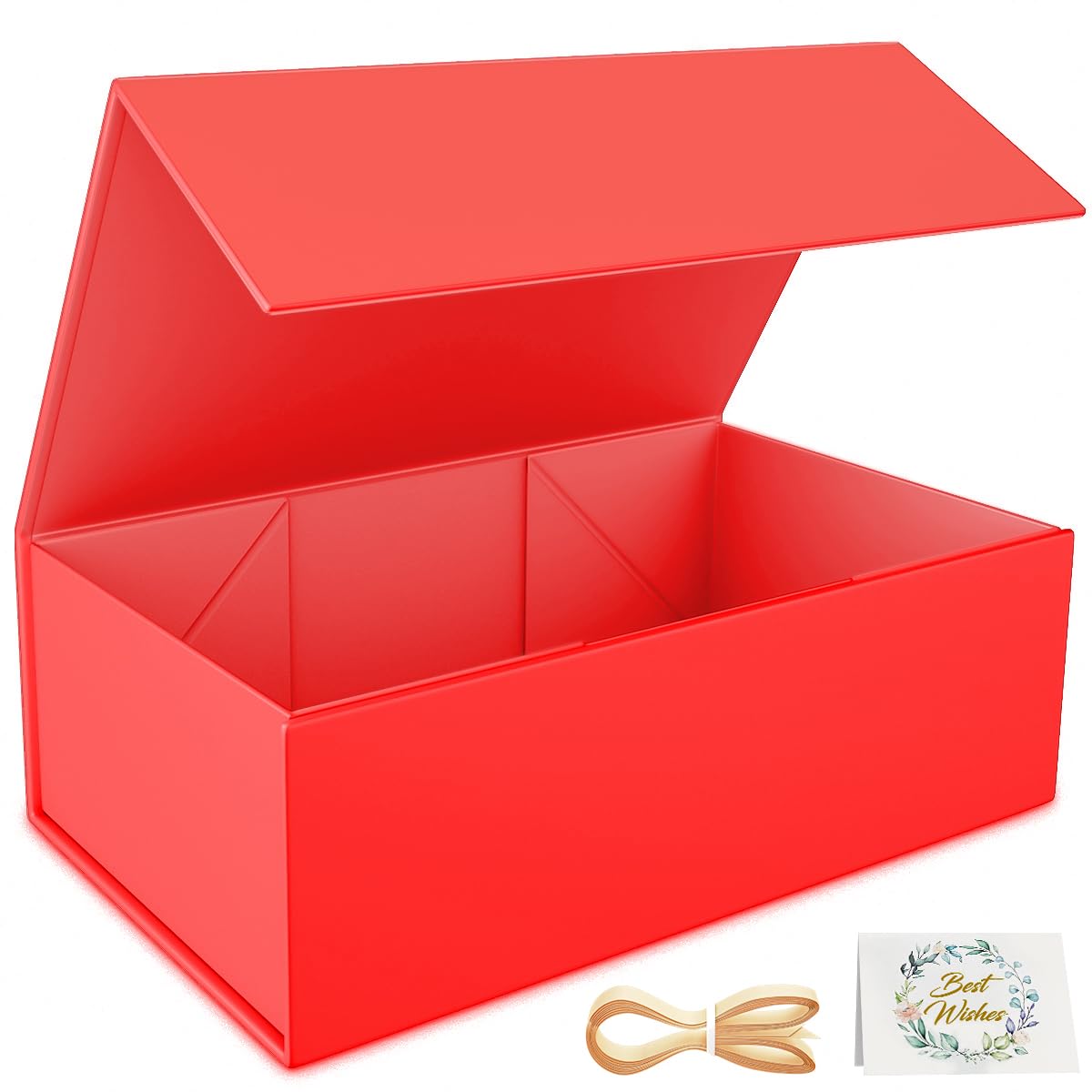 RYDDOY Red Gift Box, 9.5x6x3&amp;#39;&amp;#39; Gift box for Presents with Lids Magnetic Closure Rectangle Collapsible for Bridesmaid Proposal Box, Wedding, Christmas, Halloween, Birthday Gift Packging