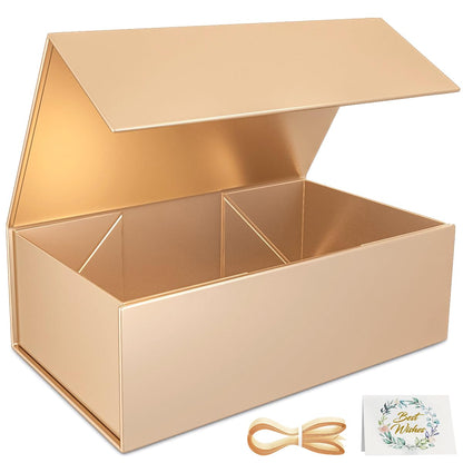 RYDDOY Rose Gold Gift Box, 12x6x4&amp;#39;&amp;#39; Gift boxes for Presents with Lids Magnetic Closure Rectangle Collapsible for Bridesmaid Proposal Box, Wedding, Christmas, Halloween, Birthday Gift Packging