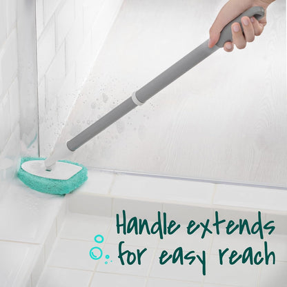 Scotch-Brite Extendable Tub & Tile Scrubber Kit – Joint-Friendly Bathroom Cleaner for Seniors with Arthritis, Telescoping Handle