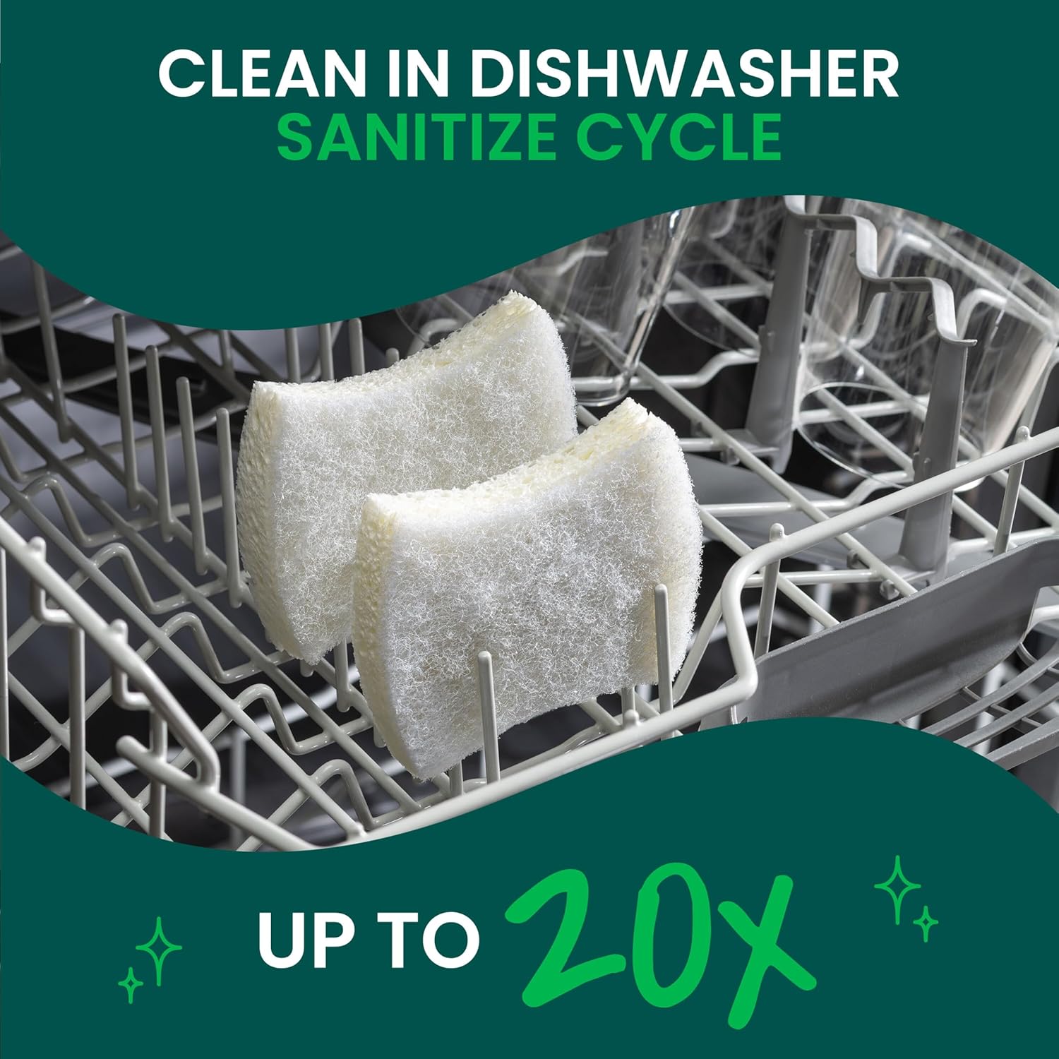Scotch-Brite Greener Clean Non-Scratch Scrub Sponge – Mindful Home Kitchen Essential for Hand-Washing Dishes, 6 Pack