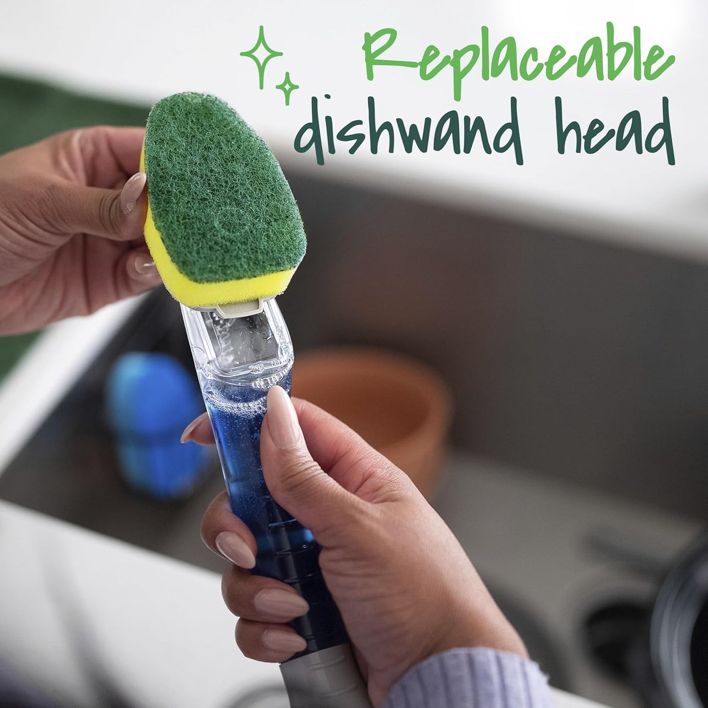 Scotch-Brite Heavy Duty Dishwand Refills – Hands-Out-of-Grease Kitchen Cleaning, 10 Refill Heads for Safer Dishwashing