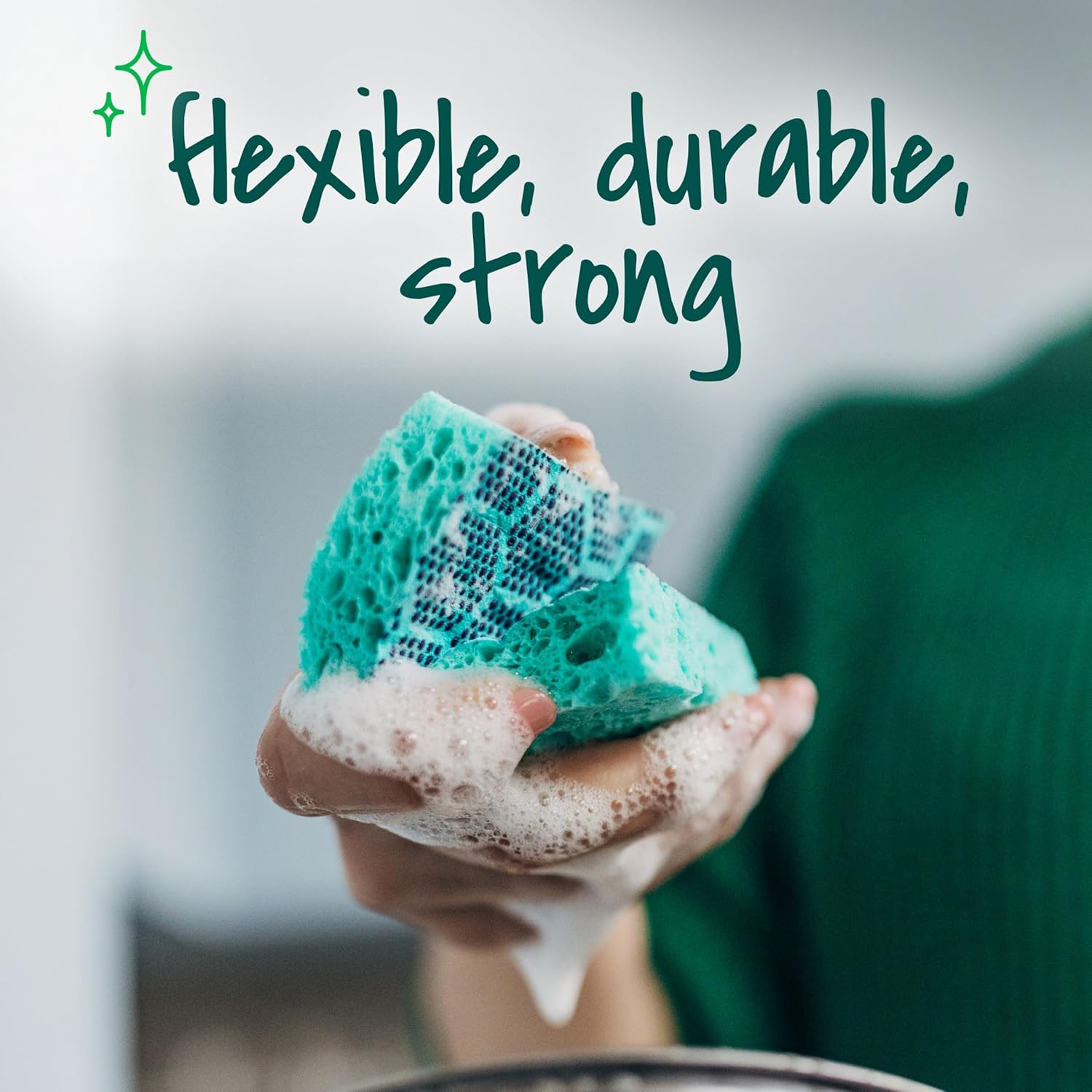 Scotch-Brite Heavy Duty Scrub Sponge for Fast Cleanup After Meals, Dishwasher-Save Reusable Sponge