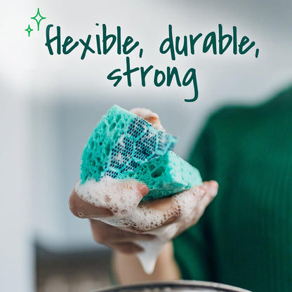 Scotch-Brite Heavy Duty Scrub Sponge for Fast Cleanup After Meals, Dishwasher-Save Reusable Sponge