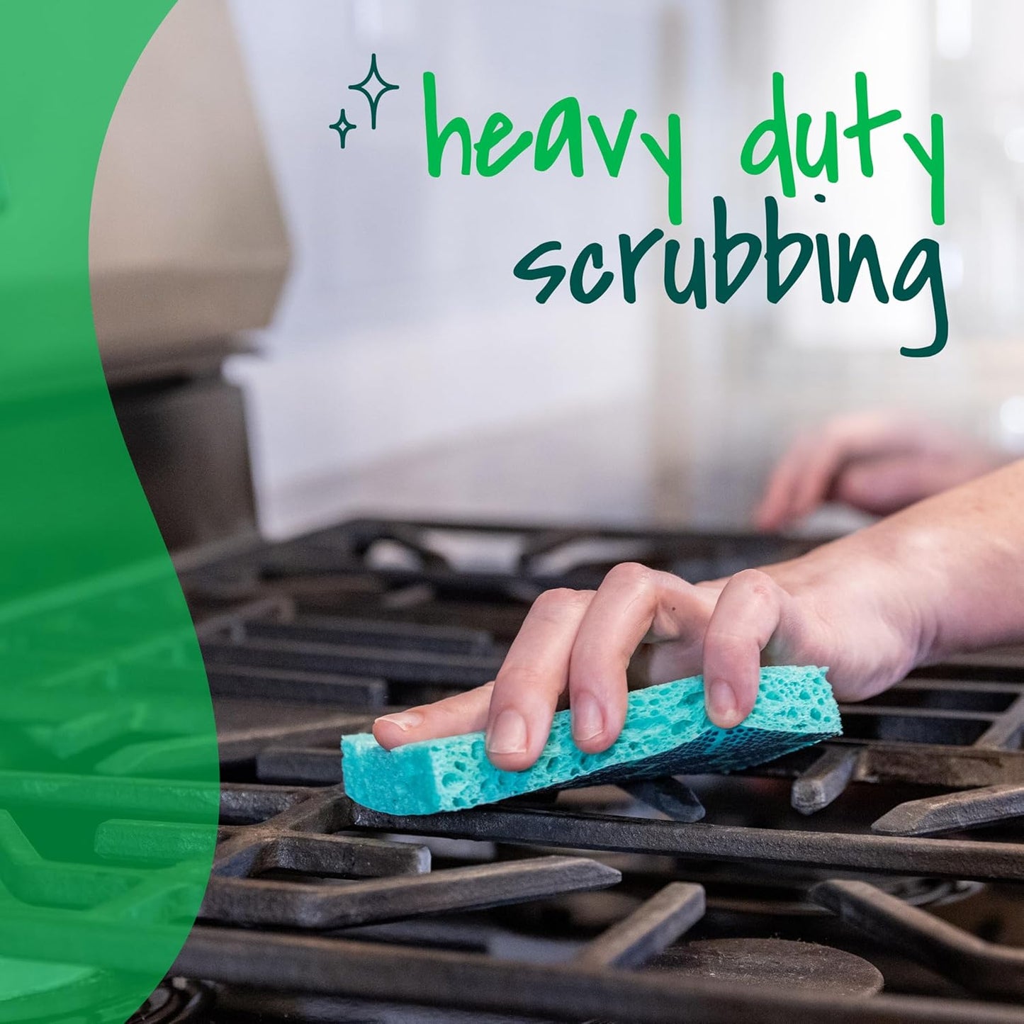 Scotch-Brite Heavy Duty Scrub Sponge for Fast Cleanup After Meals, Dishwasher-Save Reusable Sponge