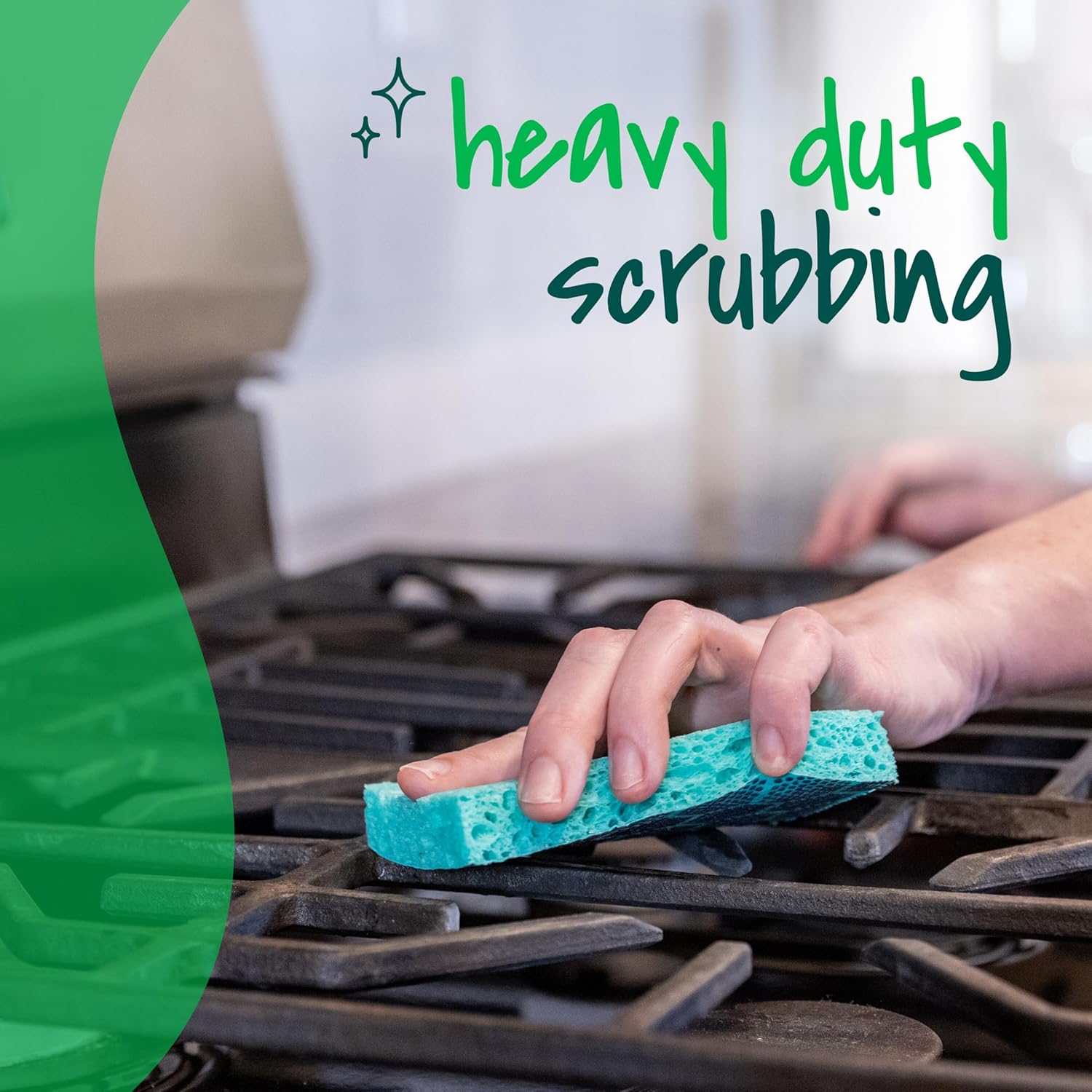 Scotch-Brite Heavy Duty Scrub Sponge for Fast Cleanup After Meals, Dishwasher-Save Reusable Sponge