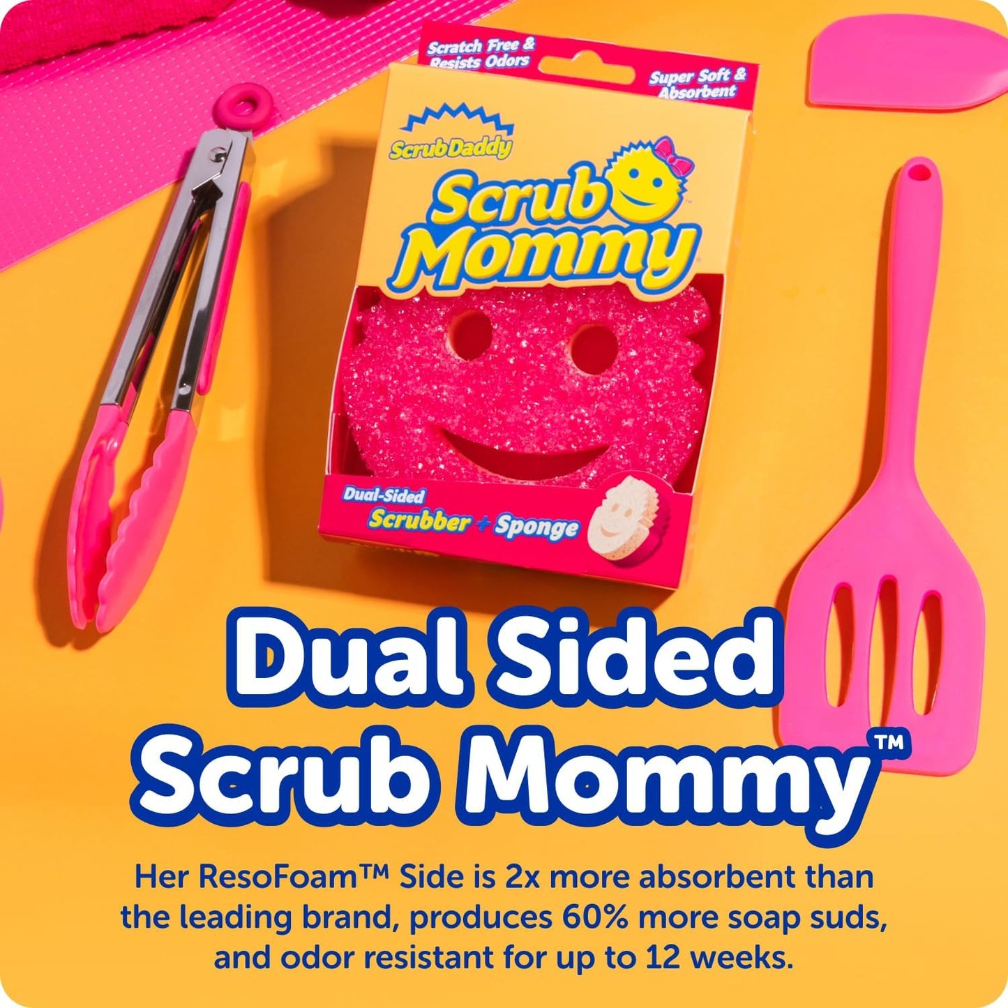 Scrub Daddy + Scrub Mommy Sponge Set – Calming Daily Kitchen Ritual with Long-Lasting Durability