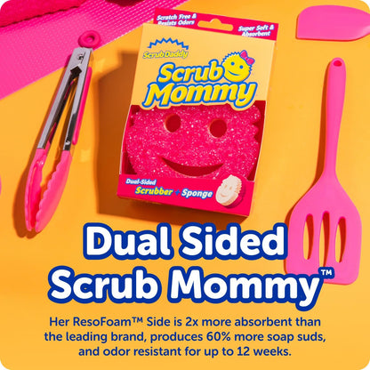 Scrub Daddy + Scrub Mommy Sponge Set – Calming Daily Kitchen Ritual with Long-Lasting Durability