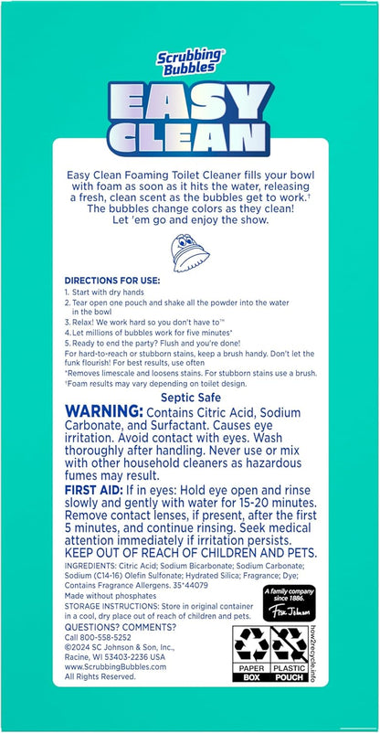 Scrubbing Bubbles Easy Clean Foaming Toilet Bowl Cleaner Powder Pouches – Gentle Wind-Down Bathroom Refresh, Color-Changing Foam and Fresh Scent in a 5-Minute Dwell