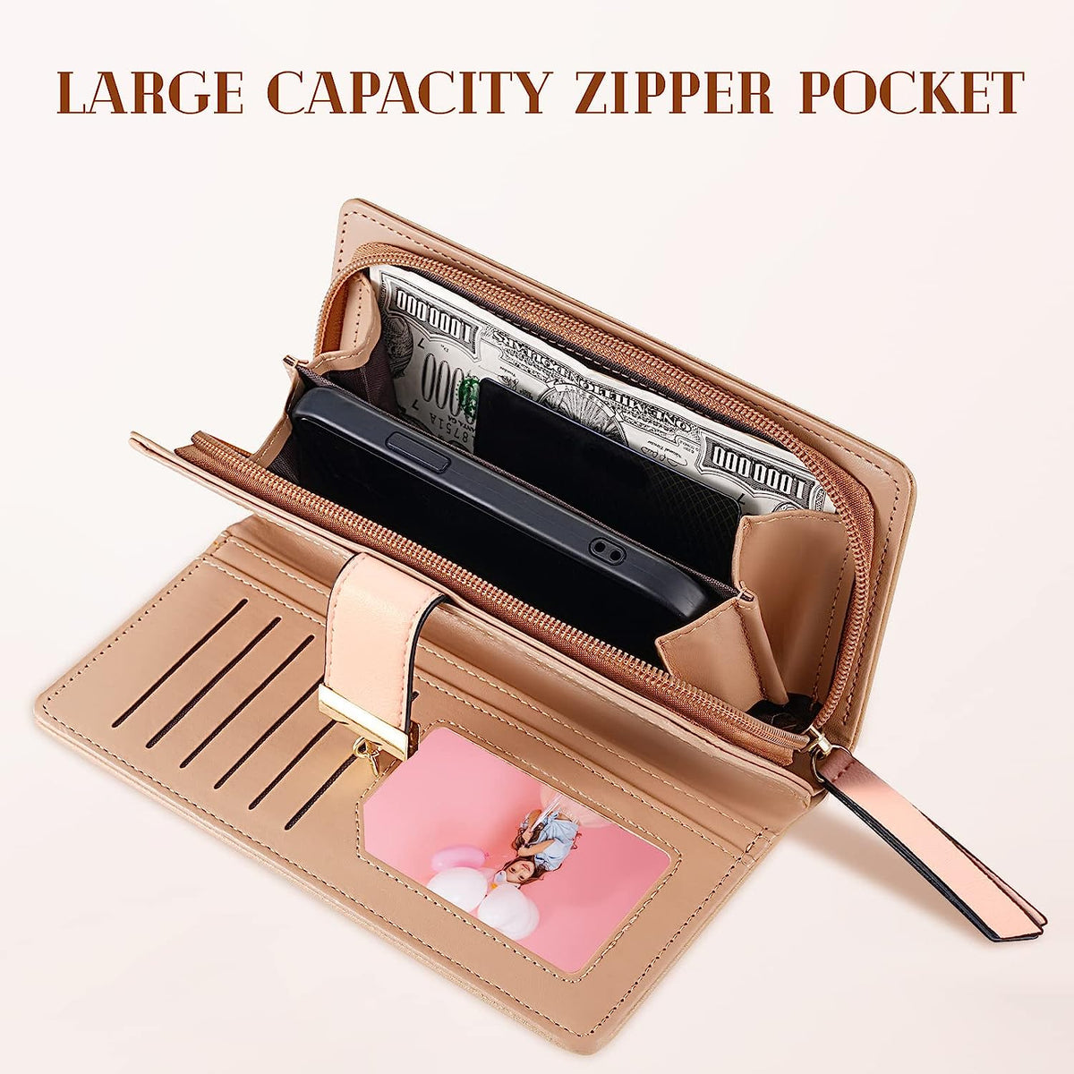 secure zipper lock compartment to safeguard phone, coins, and small items