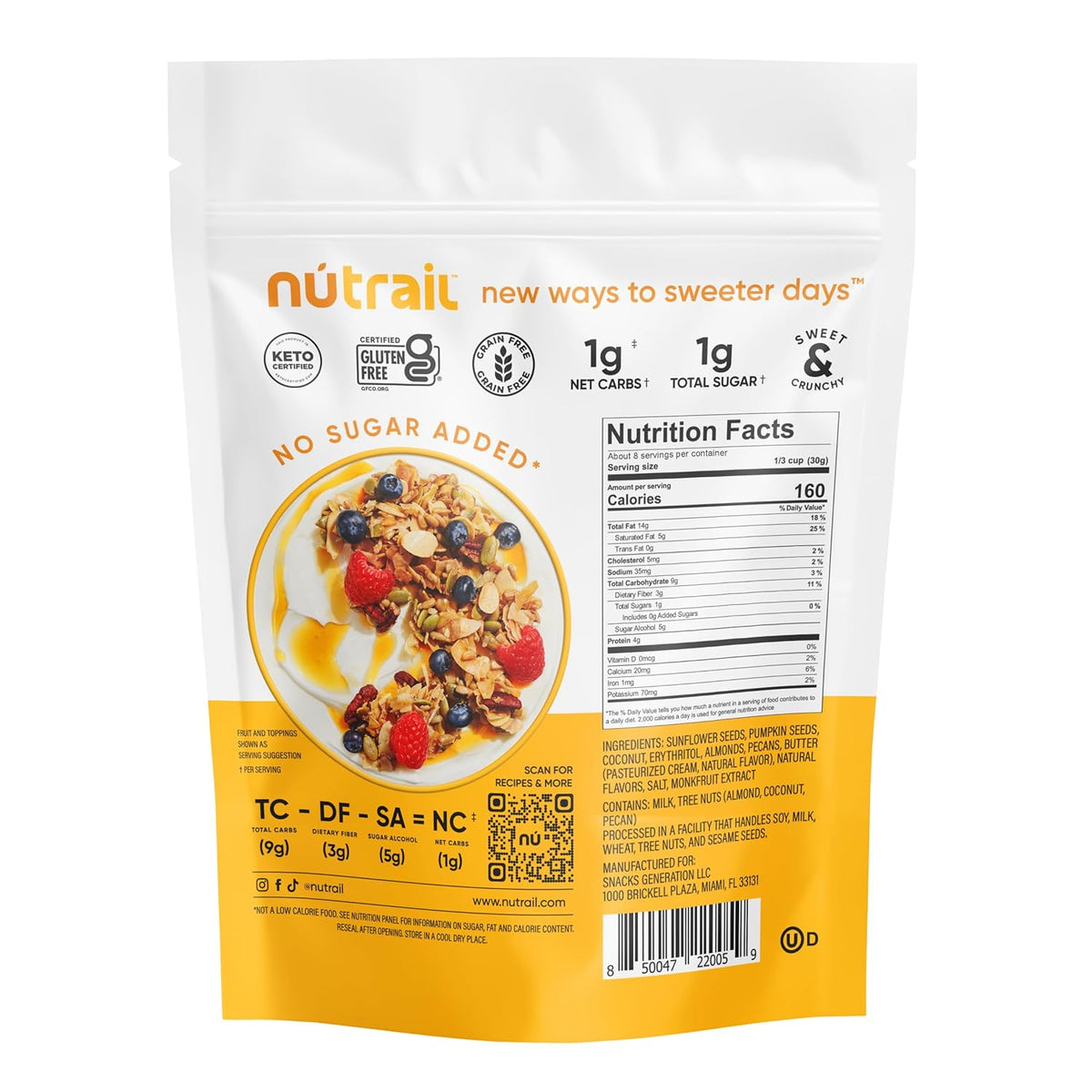 seed and nut base: sunflower seeds, pumpkin seeds, almonds, pecans, coconut