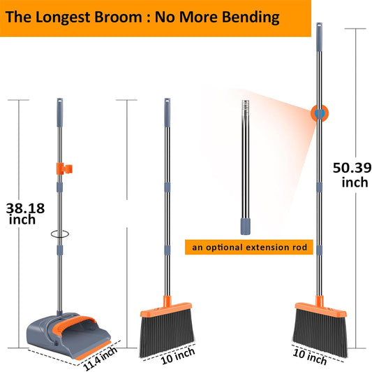 self-cleaning dustpan with built-in comb/teeth scraper for hair removal