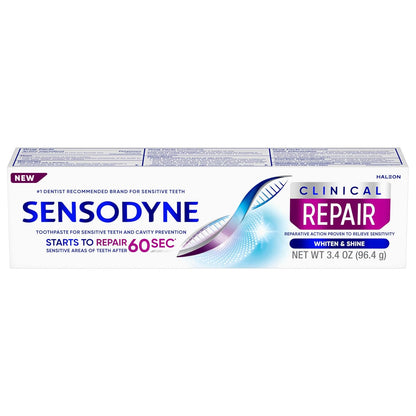 Sensodyne Clinical Repair Whiten & Shine – Premium 3-Pack Sensitivity Toothpaste for Elevated Smiles