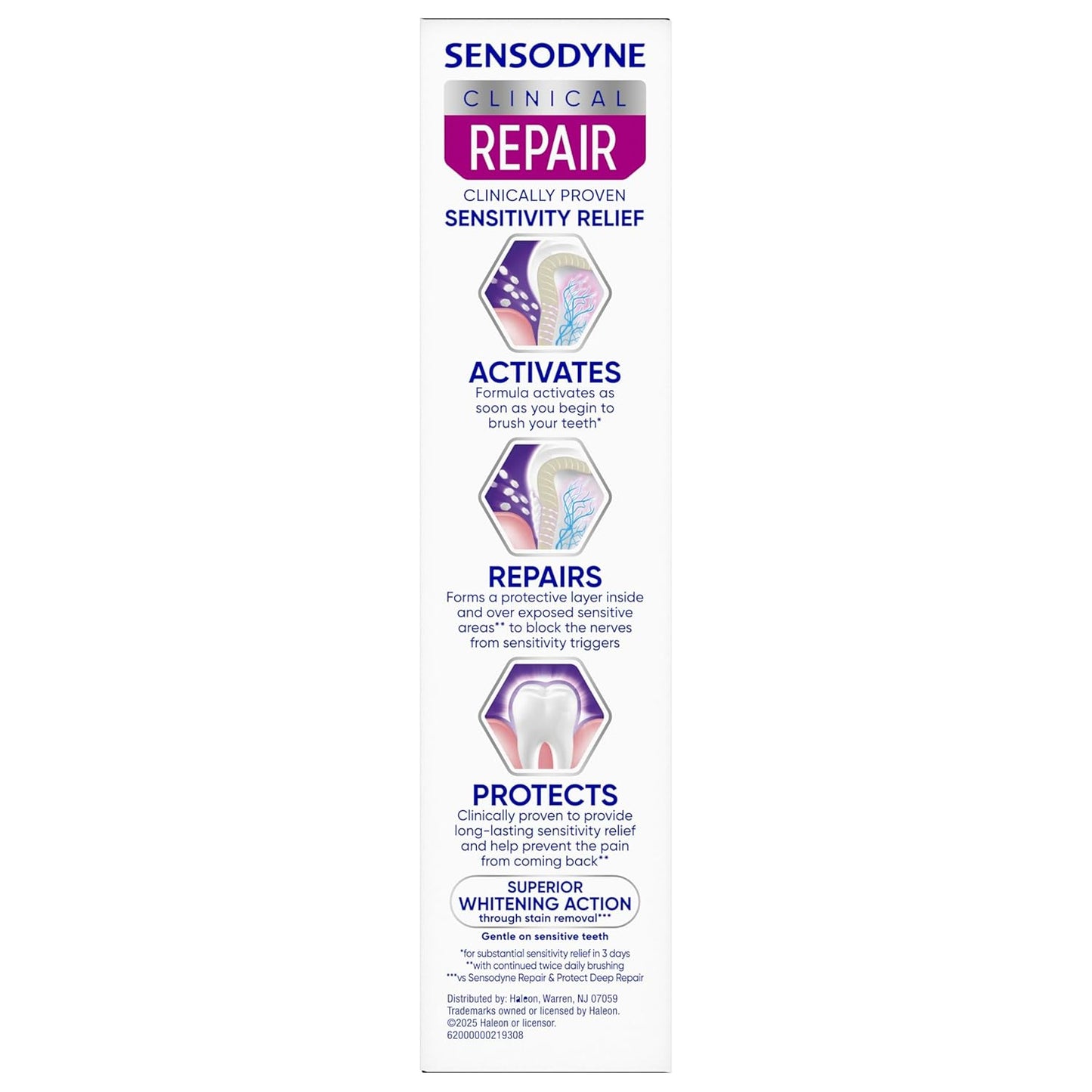 Sensodyne Clinical Repair Whiten & Shine Toothpaste – Self-Care Dental Ritual for Sensitive Teeth, 2.3 oz Daily Mint