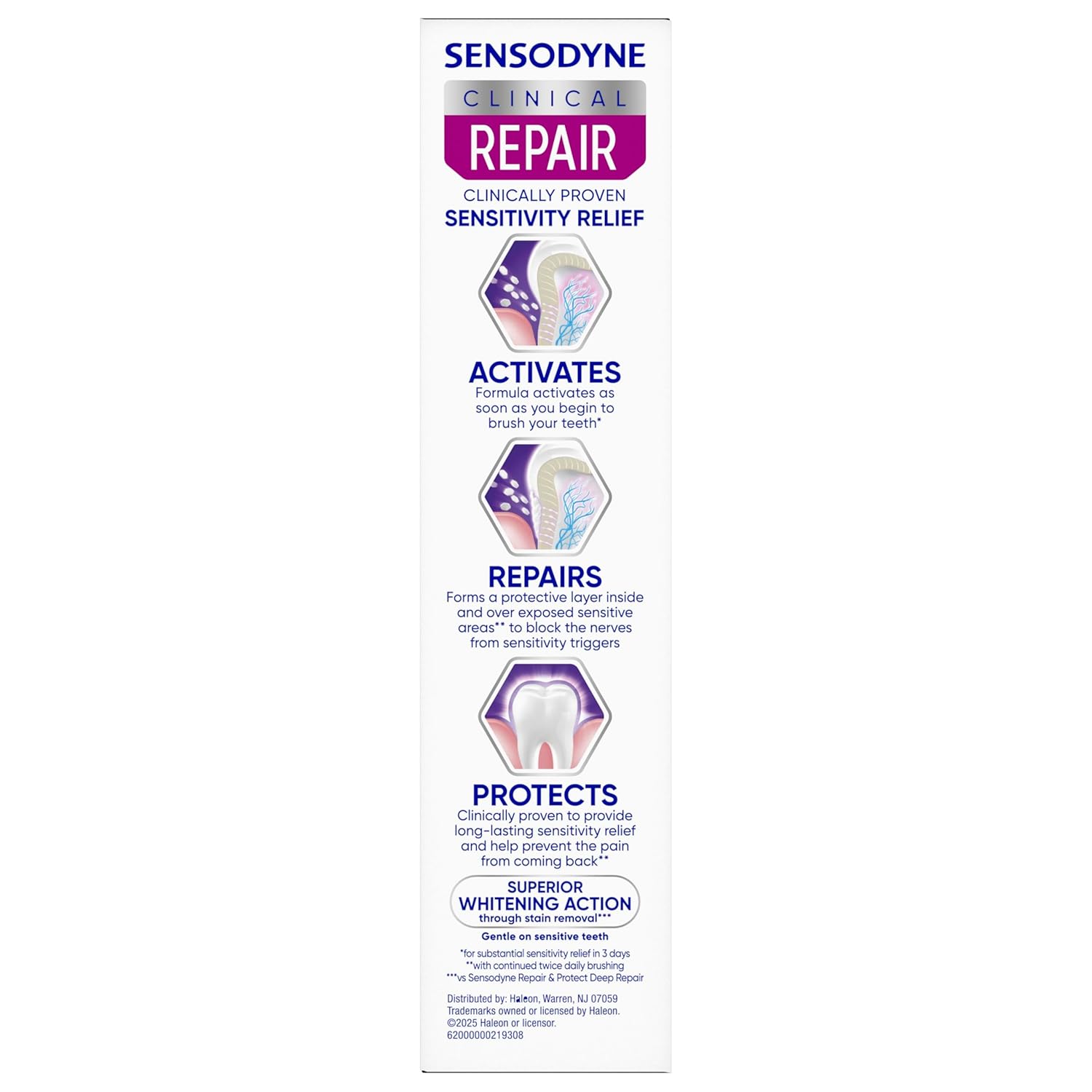 Sensodyne Clinical Repair Whiten & Shine Toothpaste – Self-Care Dental Ritual for Sensitive Teeth, 2.3 oz Daily Mint