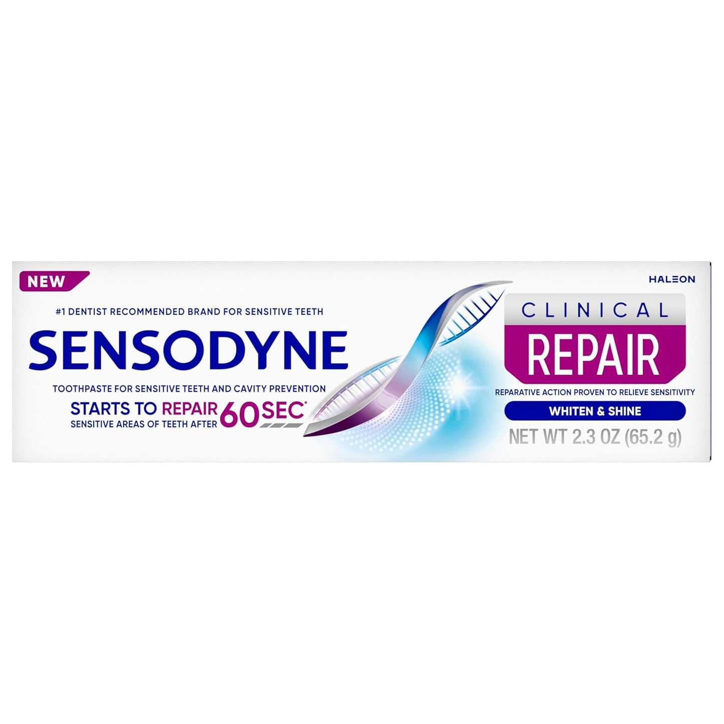 Sensodyne Clinical Repair Whiten & Shine Toothpaste – Self-Care Dental Ritual for Sensitive Teeth, 2.3 oz Daily Mint