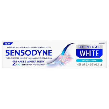 Sensodyne Clinical White Toothpaste – Clean-Formula Whitening for Sensitive Teeth, Minimalist 3-Pack