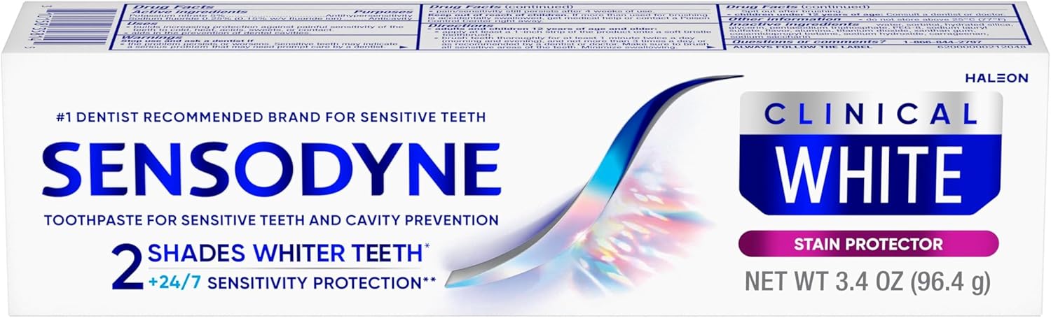 Sensodyne Clinical White Toothpaste – Premium Whitening for Sensitive Teeth, Allure Award-Winner 3-Pack