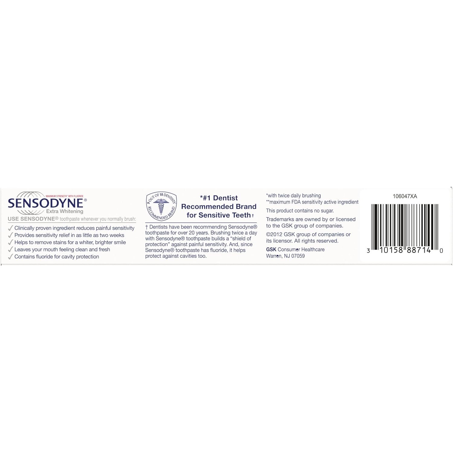 Sensodyne Extra Whitening Toothpaste for Sensitive Teeth – SLS-Free Daily Cavity Protection for Sensitive Mouths