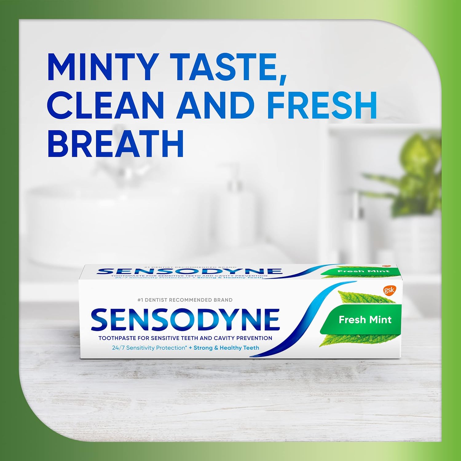 Sensodyne Fresh Mint Sensitive Toothpaste – Daily Self-Care for Sensitive Teeth and Cavity Defense, 4 oz (Pack of 2)