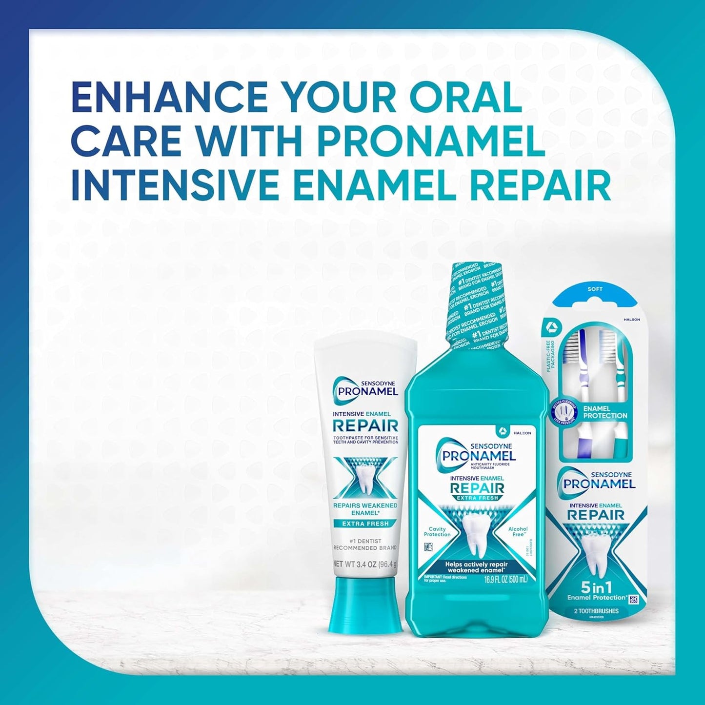 Sensodyne Pronamel Alcohol-Free Mouthwash – Gentle Daily Enamel Repair for Sensitive Teeth, Extra Fresh 16.9 fl oz (3 Pack)