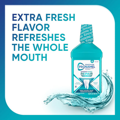 Sensodyne Pronamel Alcohol-Free Mouthwash – Gentle Daily Enamel Repair for Sensitive Teeth, Extra Fresh 16.9 fl oz (3 Pack)