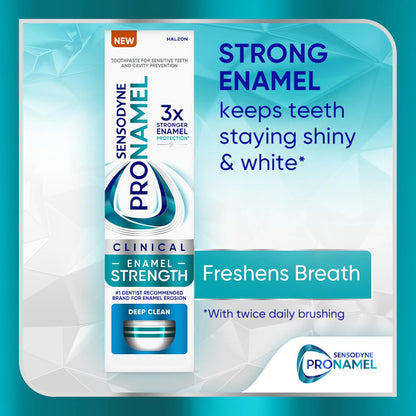 Sensodyne Pronamel Clinical Enamel Strength Toothpaste Safe Daily Choice for Sensitive Teeth, Deep Clean Enamel Repair Without Harsh Abrasives