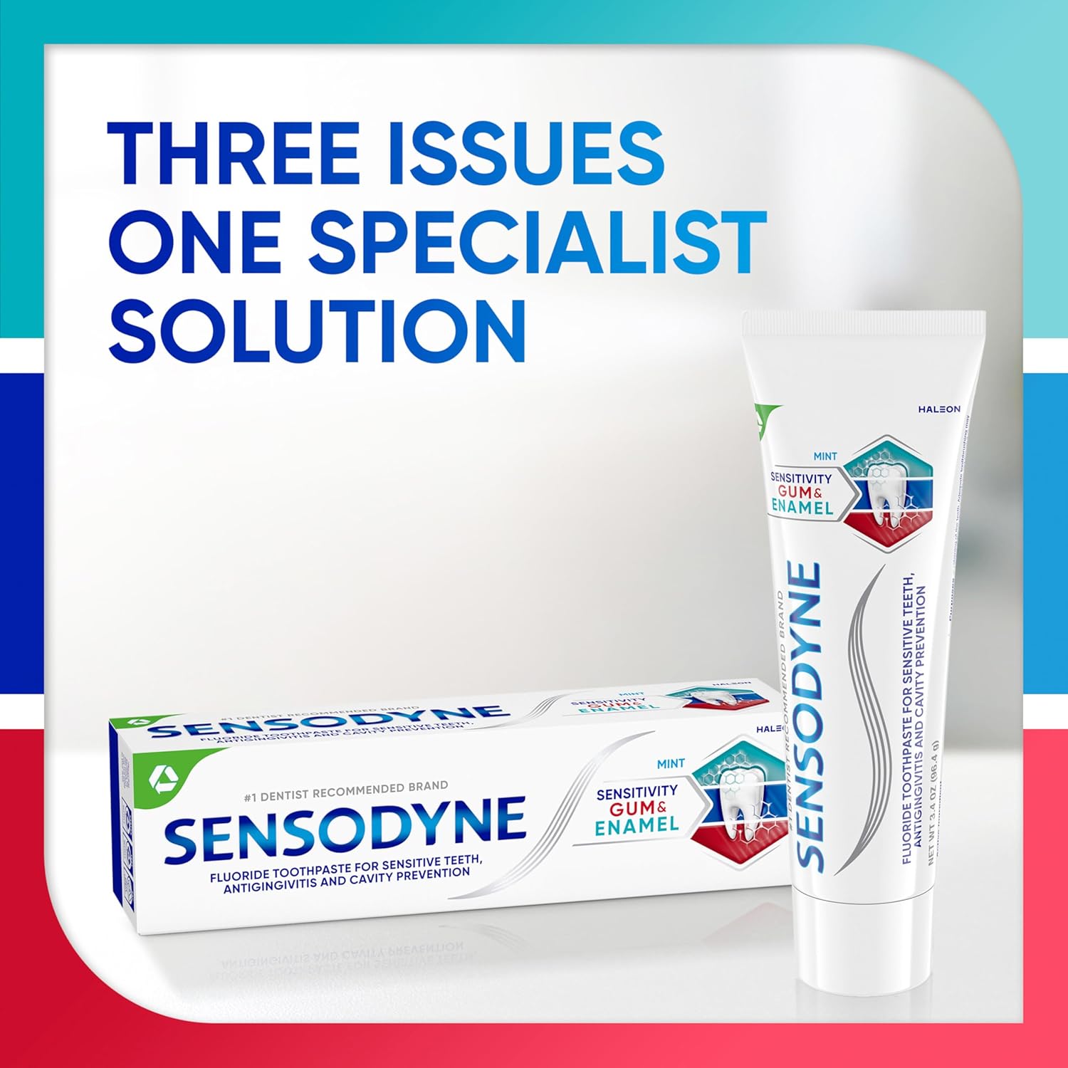 Sensodyne Sensitivity Gum and Enamel Toothpaste – Soothing Triple Protection Paste for Mindful Nightly Brushing, 3.4 oz Tubes 3-Pack