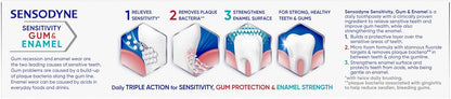 Sensodyne Sensitivity Gum and Enamel Toothpaste – Soothing Triple Protection Paste for Mindful Nightly Brushing, 3.4 oz Tubes 3-Pack