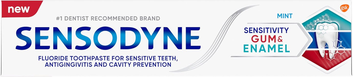 Sensodyne Sensitivity Gum and Enamel Toothpaste – Soothing Triple Protection Paste for Mindful Nightly Brushing, 3.4 oz Tubes 3-Pack