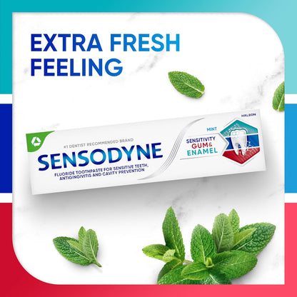 Sensodyne Sensitivity Gum and Enamel Toothpaste – Soothing Triple Protection Paste for Mindful Nightly Brushing, 3.4 oz Tubes 3-Pack