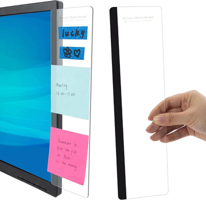 set of 2 transparent acrylic monitor memo boards (11 x 3.1 inches each)