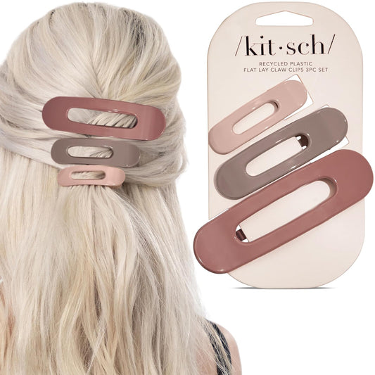 set of 3 flat claw clips in multiple sizes (small, medium, large) for versatile styling