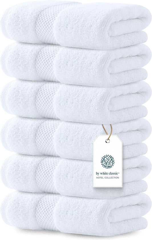 set of 6 hand towels, each 16x30 inches, totaling 2.3 pounds