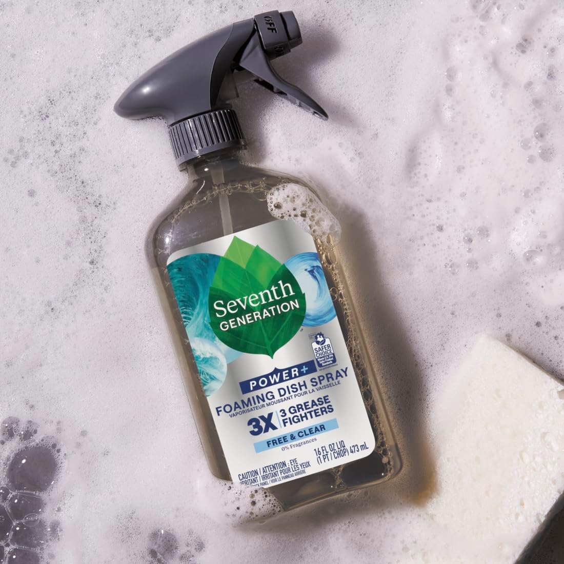 Seventh Generation Foaming Dish Spray Free & Clear — Non-Toxic Dish Wash for Family Kitchens and Busy Parents