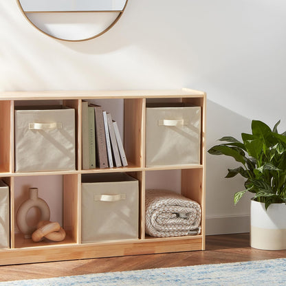 sewn-in fabric handles on each side for easy lifting