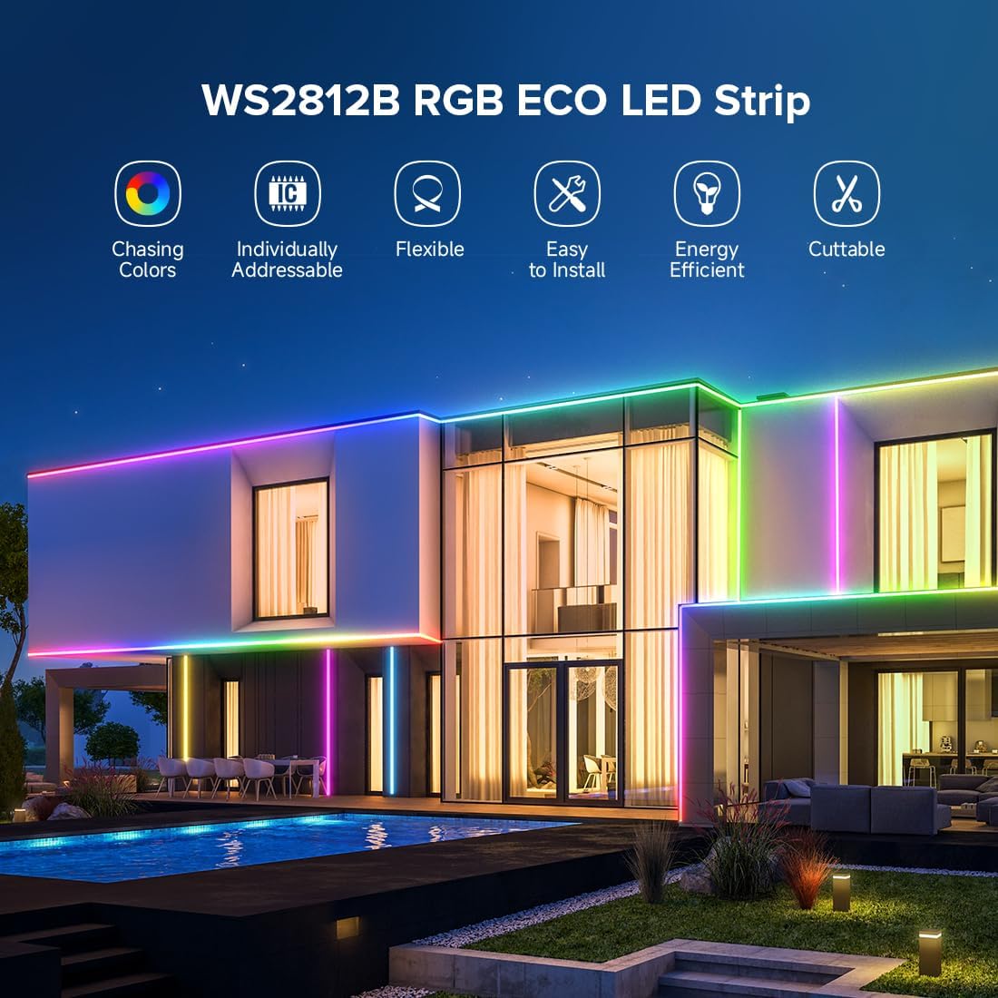 SEZO WS2812B ECO LED Strip – Under-Cabinet Kitchen Accent Lighting with Soft Dream Colors